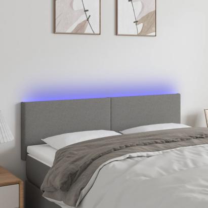 Tăblie de pat cu LED, gri închis, 144x5x78/88 cm, textil GartenMobel Dekor