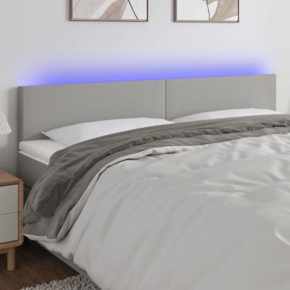 Tăblie de pat cu LED, gri deschis, 160x5x78/88 cm, textil GartenMobel Dekor