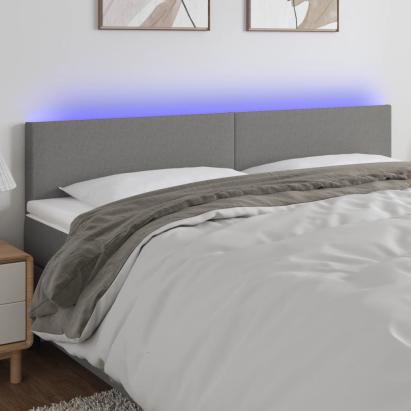 Tăblie de pat cu LED, gri închis, 160x5x78/88 cm, textil GartenMobel Dekor