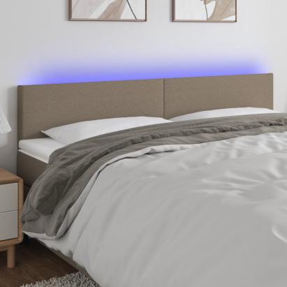 Tăblie de pat cu LED, gri taupe, 160x5x78/88 cm, textil GartenMobel Dekor