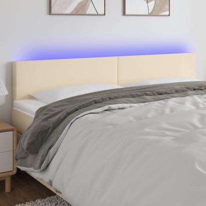 Tăblie de pat cu LED, crem, 160x5x78/88 cm, textil  GartenMobel Dekor