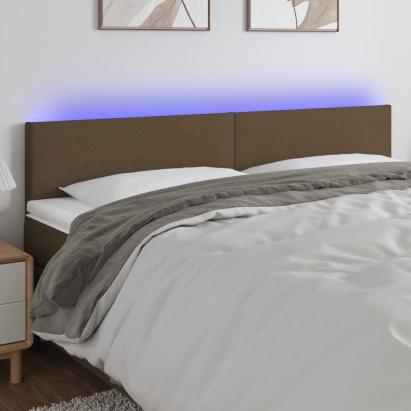 Tăblie de pat cu LED, maro închis, 180x5x78/88 cm, textil GartenMobel Dekor