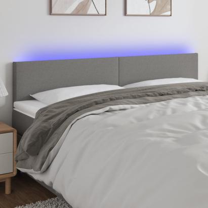 Tăblie de pat cu LED, gri închis, 200x5x78/88 cm, textil GartenMobel Dekor