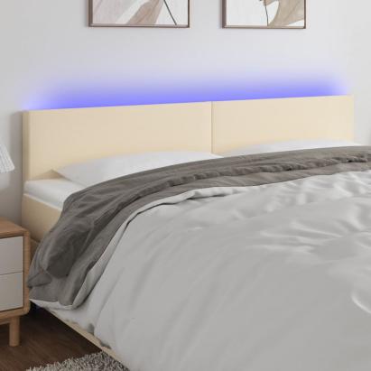 Tăblie de pat cu LED, crem, 200x5x78/88 cm, textil GartenMobel Dekor