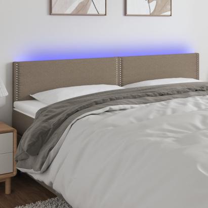Tăblie de pat cu LED, gri taupe, 200x5x78/88 cm, textil GartenMobel Dekor
