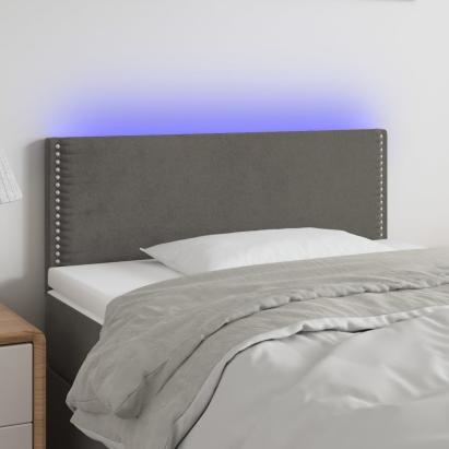 Tăblie de pat cu LED, gri închis, 100x5x78/88 cm, catifea GartenMobel Dekor