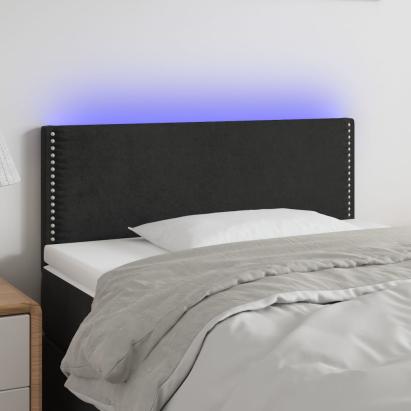 Tăblie de pat cu LED, negru, 100x5x78/88 cm, catifea GartenMobel Dekor