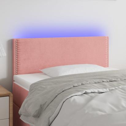 Tăblie de pat cu LED, roz, 90x5x78/88 cm, catifea GartenMobel Dekor