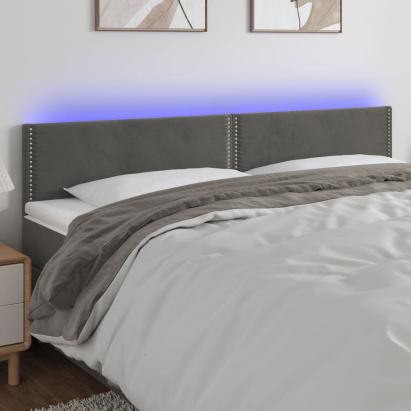 Tăblie de pat cu LED, gri închis, 160x5x78/88 cm, catifea GartenMobel Dekor