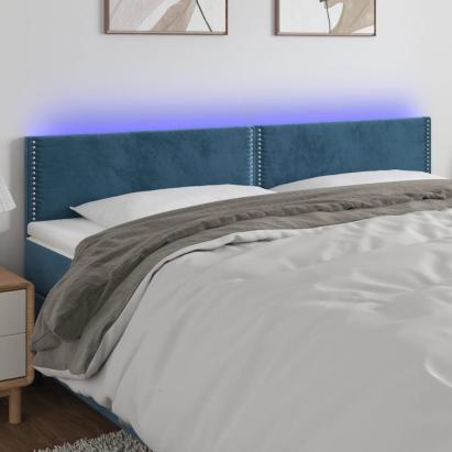 Tăblie de pat cu LED, albastru închis, 160x5x78/88 cm, catifea GartenMobel Dekor