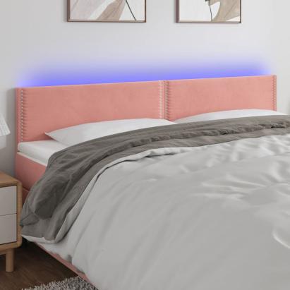 Tăblie de pat cu LED, roz, 160x5x78/88 cm, catifea GartenMobel Dekor