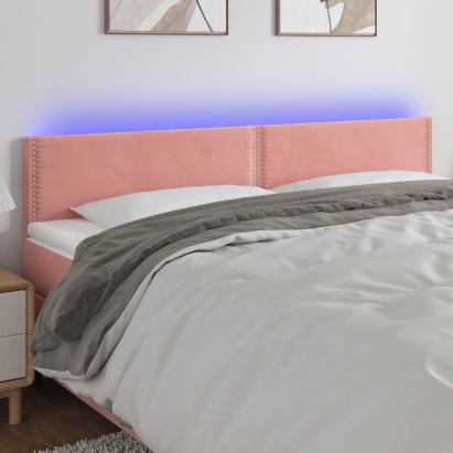 Tăblie de pat cu LED, roz, 180x5x78/88 cm, catifea GartenMobel Dekor