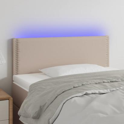 Tăblie de pat cu LED, cappuccino, 80x5x78/88cm, piele ecologică GartenMobel Dekor