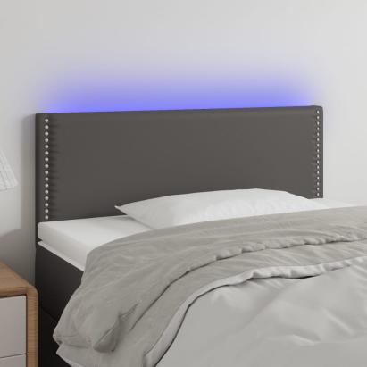 Tăblie de pat cu LED, gri, 100x5x78/88 cm, piele ecologică GartenMobel Dekor