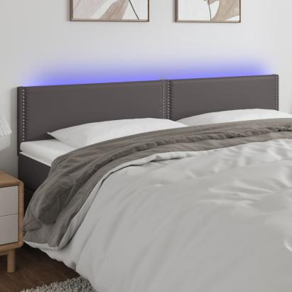 Tăblie de pat cu LED, gri, 180x5x78/88 cm, piele ecologică GartenMobel Dekor