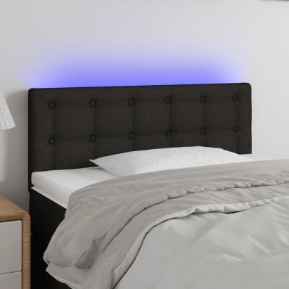 Tăblie de pat cu LED, negru, 80x5x78/88 cm, textil GartenMobel Dekor
