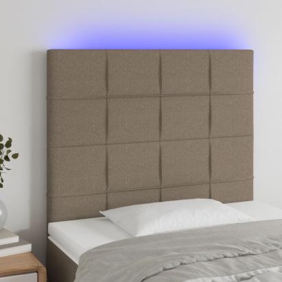 Tăblie de pat cu LED, gri taupe, 90x5x118/128 cm, textil GartenMobel Dekor