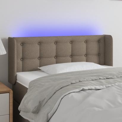 Tăblie de pat cu LED, gri taupe, 83x16x78/88 cm, textil GartenMobel Dekor