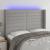 Tăblie de pat cu LED, gri deschis, 147x16x118/128 cm, textil GartenMobel Dekor