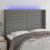 Tăblie de pat cu LED, gri închis, 147x16x118/128 cm, textil GartenMobel Dekor