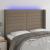 Tăblie de pat cu LED, gri taupe, 147x16x118/128 cm, textil GartenMobel Dekor