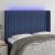 Tăblie de pat cu LED, albastru, 147x16x118/128 cm, textil GartenMobel Dekor