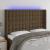 Tăblie de pat cu LED, maro închis, 147x16x118/128 cm, textil GartenMobel Dekor