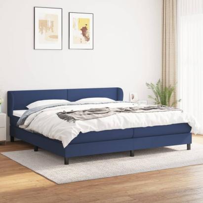 Pat box spring cu saltea, albastru, 200x200 cm, textil GartenMobel Dekor