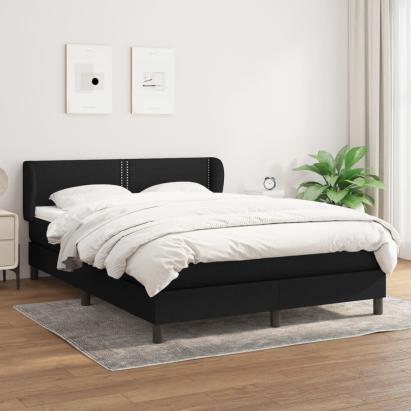 Pat box spring cu saltea, negru, 140x200 cm, material textil GartenMobel Dekor