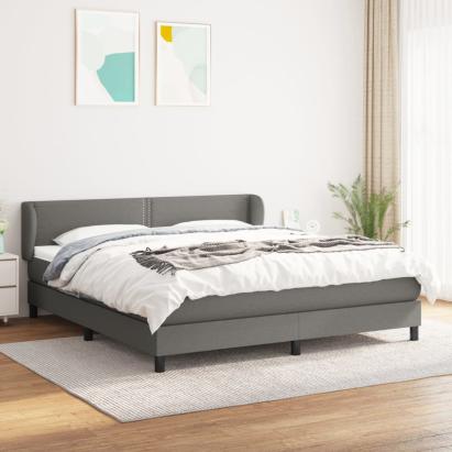 Pat continental cu saltea, gri închis, 160x200 cm, țesătură GartenMobel Dekor