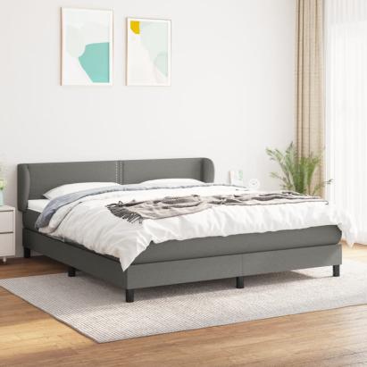 Pat box spring cu saltea gri închis 180x200 cm, material textil GartenMobel Dekor