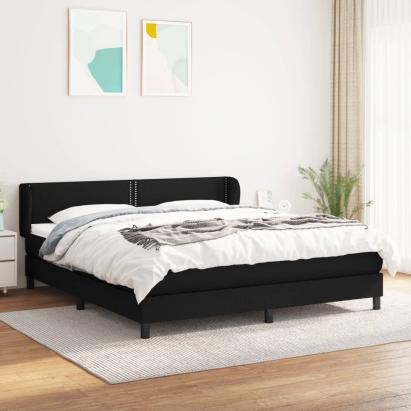 Pat box spring cu saltea, negru, 180x200 cm, material textil GartenMobel Dekor