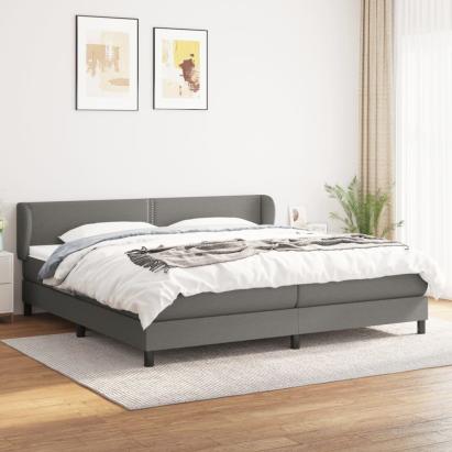 Pat box spring cu saltea, gri închis, 200x200 cm, textil GartenMobel Dekor