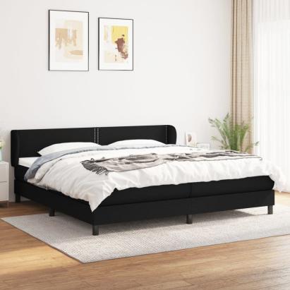 Pat box spring cu saltea, negru, 200x200 cm, textil GartenMobel Dekor