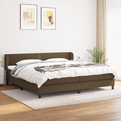 Pat box spring cu saltea, maro închis, 200x200 cm, textil GartenMobel Dekor