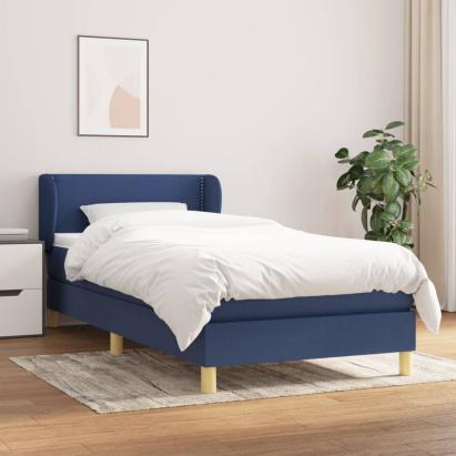 Pat box spring cu saltea, albastru, 100x200 cm, textil GartenMobel Dekor