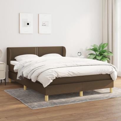 Pat continental cu saltea, maro închis, 140x200 cm, textil GartenMobel Dekor