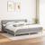 Pat box spring cu saltea, gri deschis, 200x200 cm, textil GartenMobel Dekor