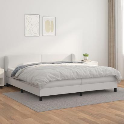 Pat continental cu saltea, alb, 200x200 cm, piele ecologică GartenMobel Dekor