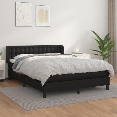 Pat box spring cu saltea, negru, 140x200 cm, piele ecologică GartenMobel Dekor