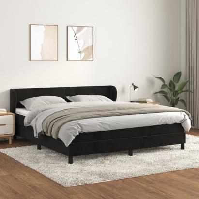 Pat box spring cu saltea, negru, 180x200 cm, catifea GartenMobel Dekor