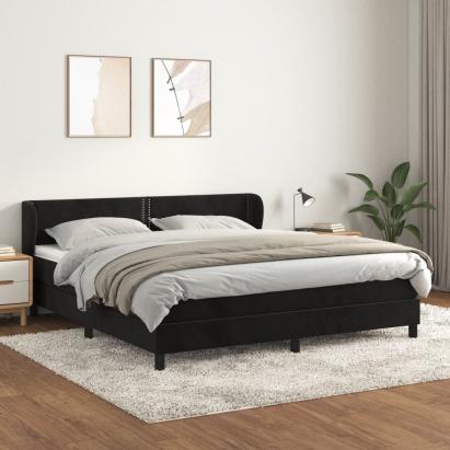 Pat box spring cu saltea, negru, 160x200 cm, catifea GartenMobel Dekor