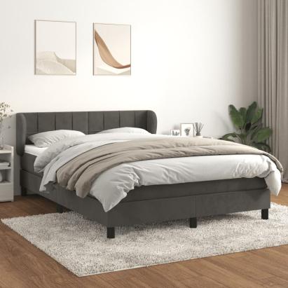 Pat box spring cu saltea, gri închis, 140x190 cm, catifea GartenMobel Dekor