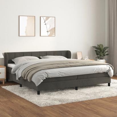 Pat box spring cu saltea, gri închis, 200x200 cm, catifea GartenMobel Dekor