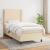 Pat box spring cu saltea, crem, 90x190 cm, textil GartenMobel Dekor