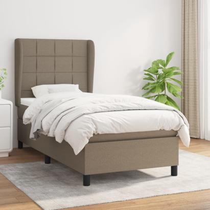 Pat box spring cu saltea, gri taupe, 90x190 cm, textil GartenMobel Dekor