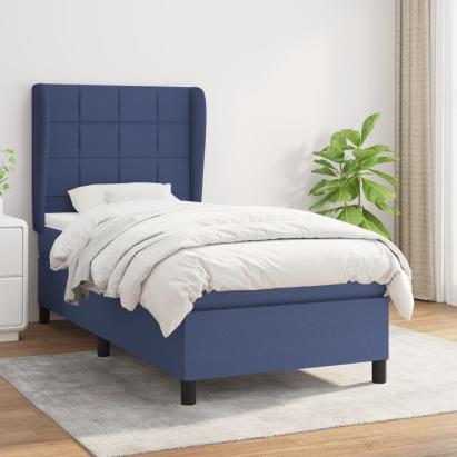 Pat box spring cu saltea, albastru, 90x200 cm, textil GartenMobel Dekor