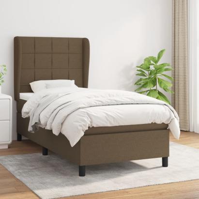 Pat box spring cu saltea, maro închis, 100x200 cm, textil GartenMobel Dekor