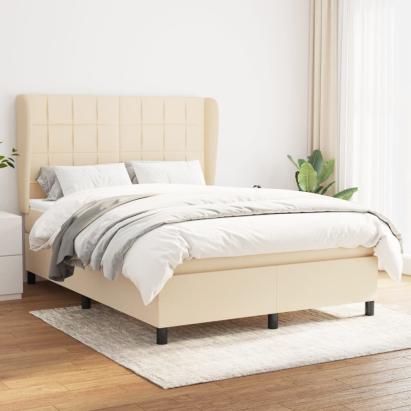 Pat continental cu saltea, crem, 140x200 cm, material textil GartenMobel Dekor