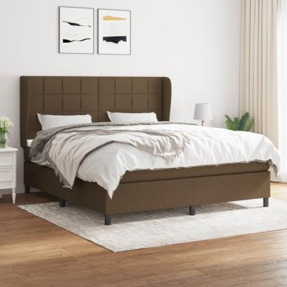 Pat continental cu saltea maro închis 180x200cm material textil GartenMobel Dekor
